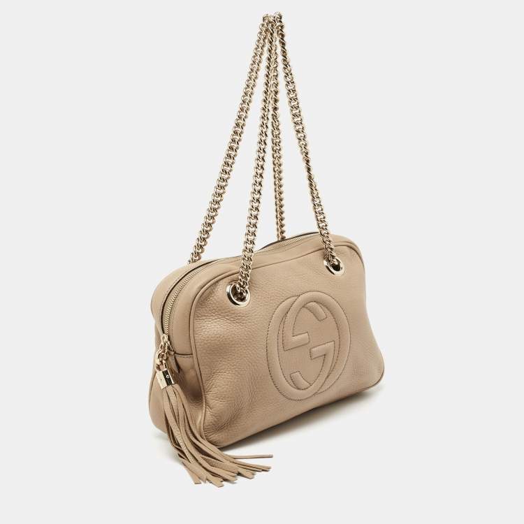 Pre Owned Gucci Beige Leather Soho Bag