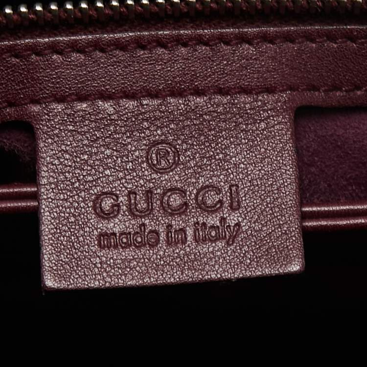 Pre Owned Gucci Burgundy Leather Bamboo Lady Lock Top Handle Bag