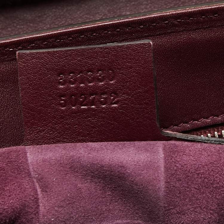 Pre Owned Gucci Burgundy Leather Bamboo Lady Lock Top Handle Bag