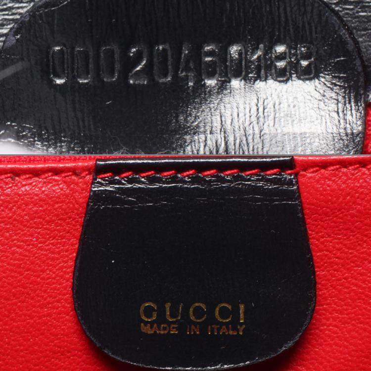 Pre Owned Gucci Black Leather Bamboo Top Handle Bag 