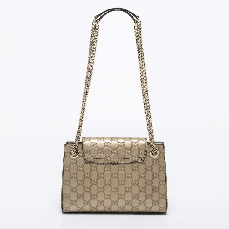 Pre Owned Gucci Gold Guccissima Leather Small Emily Shoulder Bag