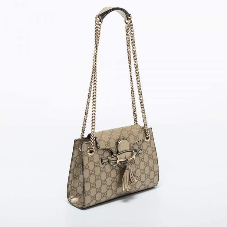 Pre Owned Gucci Gold Guccissima Leather Small Emily Shoulder Bag