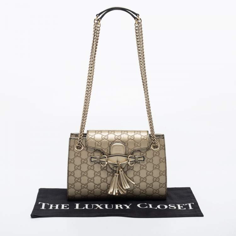 Pre Owned Gucci Gold Guccissima Leather Small Emily Shoulder Bag