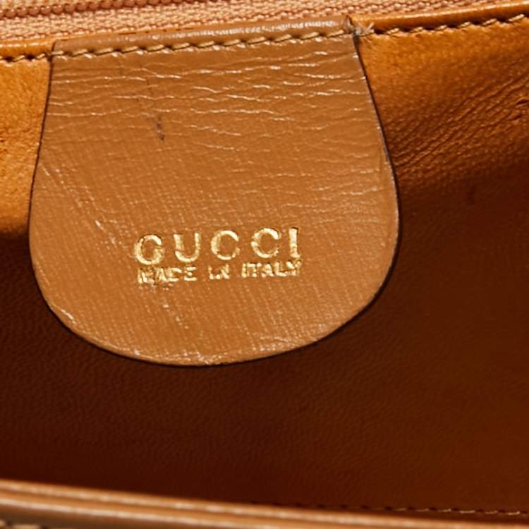 Pre Owned Gucci Brown Leather Vintage Kelly Rare Lady Lock Top Handle Bag