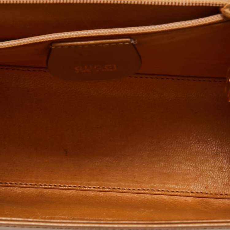 Pre Owned Gucci Brown Leather Vintage Kelly Rare Lady Lock Top Handle Bag