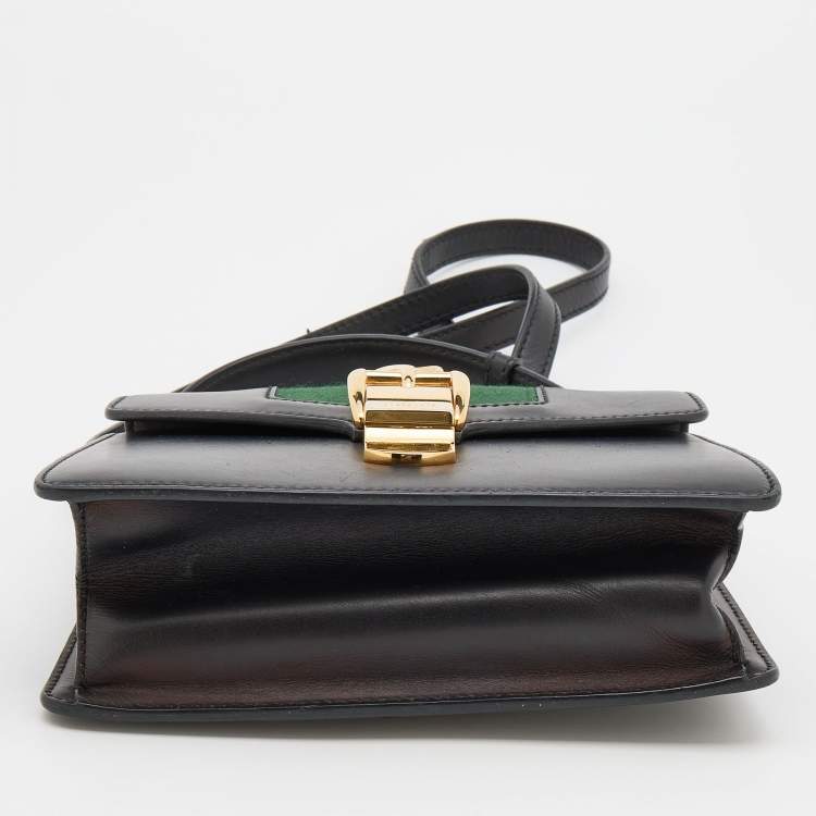 Pre Owned Gucci Black Leather Mini Sylvie Top Handle Bag