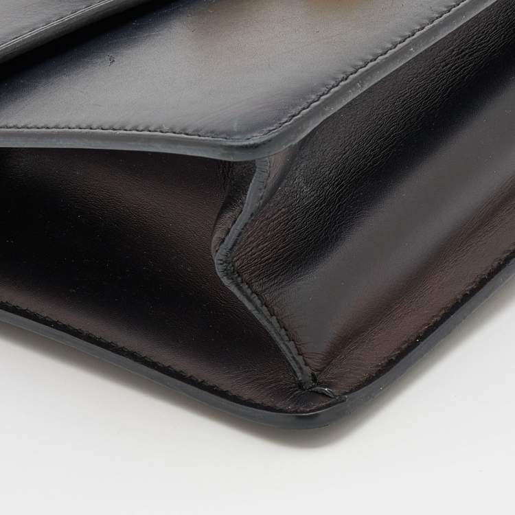 Pre Owned Gucci Black Leather Mini Sylvie Top Handle Bag