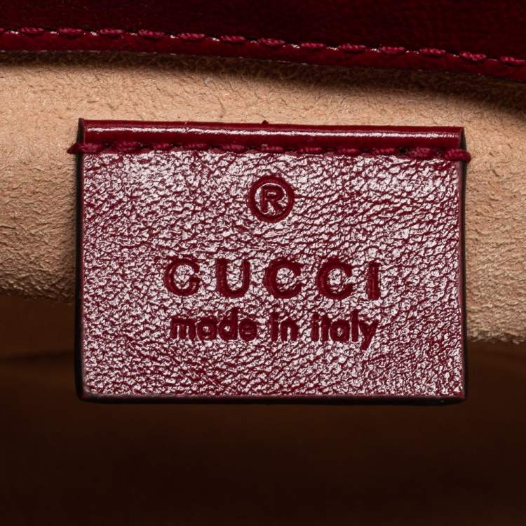 Pre Owned Gucci Beige/Red GG Canvas and Leather Mini GG Marmont Top Handle Bag