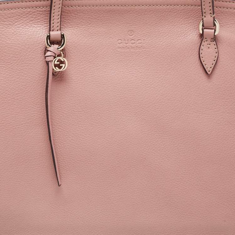 Pre Owned Gucci Dusty Pink Pebbled Leather Bree Tote