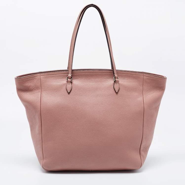Pre Owned Gucci Dusty Pink Pebbled Leather Bree Tote