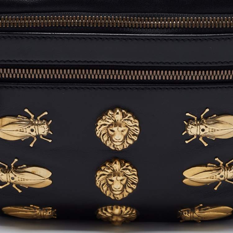 Pre Owned Gucci Black Leather Animal Studs Leather Belt Bag