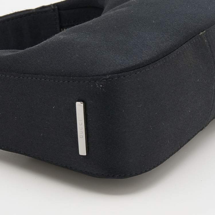 Pre Owned Gucci Black Satin Hoop Mini Wristlet