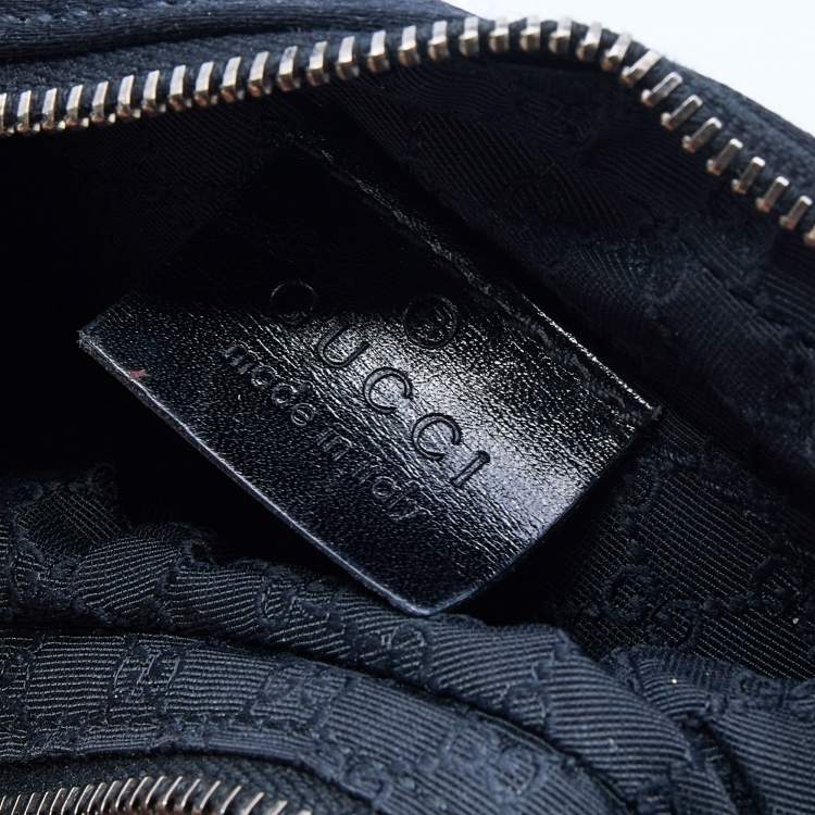 Pre Owned Gucci Black Satin Hoop Mini Wristlet