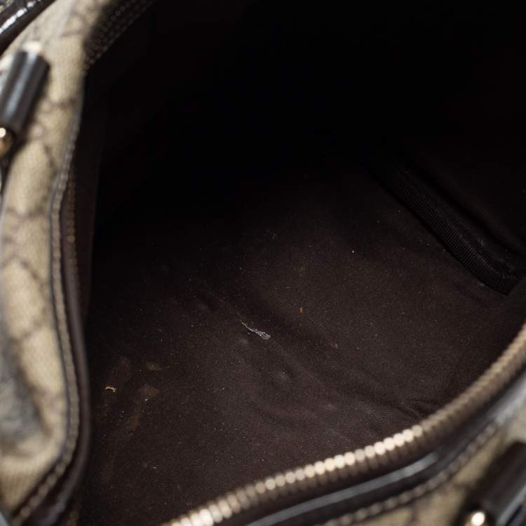 Pre Owned Gucci Beige/Dark Brown GG Supreme Canvas and Leather Medium Hearts Joy Boston Bag