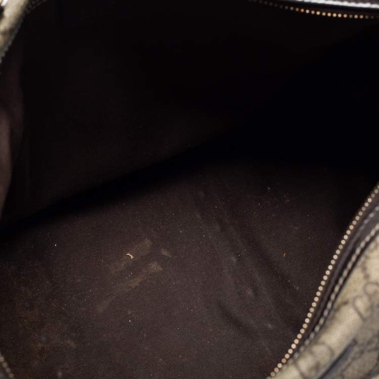 Pre Owned Gucci Beige/Dark Brown GG Supreme Canvas and Leather Medium Hearts Joy Boston Bag