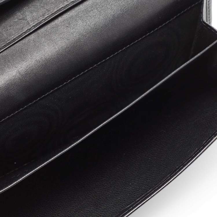 مملوكة مسبقًا Gucci Black GG Guccissima Leather Flap Continental Wallet