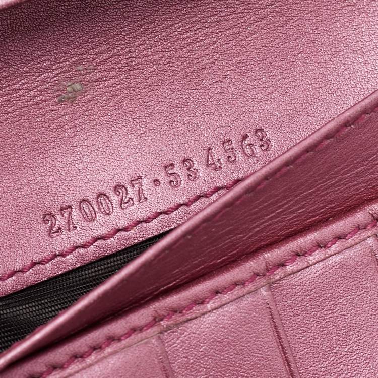 Pre Owned Gucci Beige/Metallic Pink Guccisima Canvas and Leather Heart Charm Continental Wallet