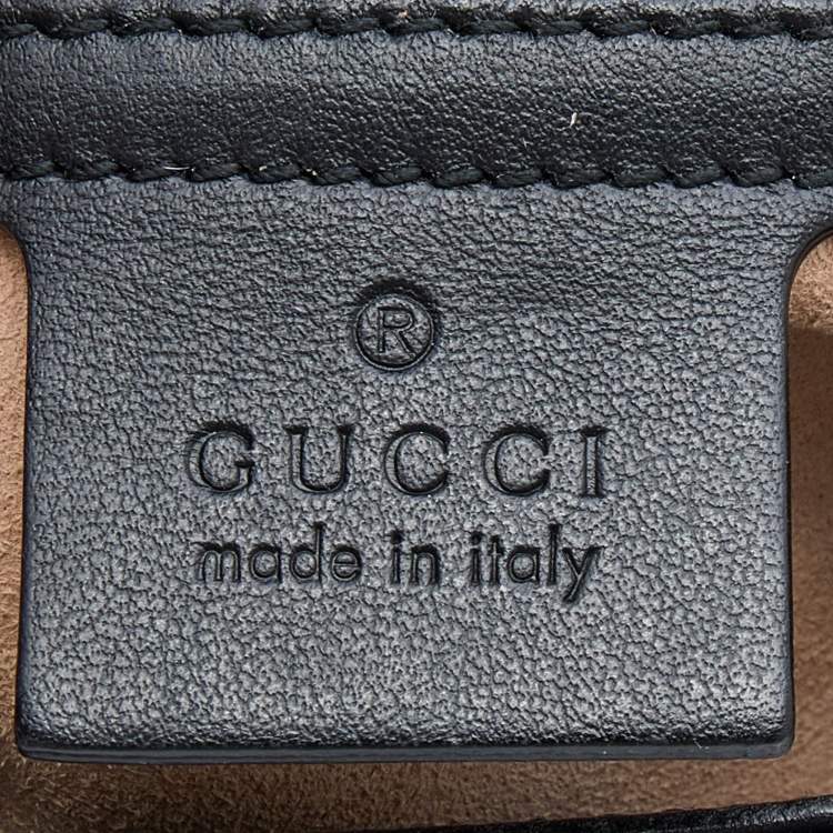 Pre Owned Gucci Black Leather Medium GG Marmont Top Handle Bag
