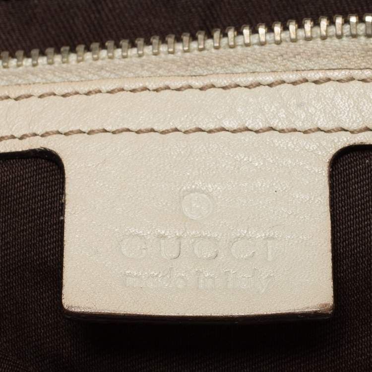 Pre Owned Gucci Beige/Off White GG Canvas and Leather Horsebit Catena Hobo 