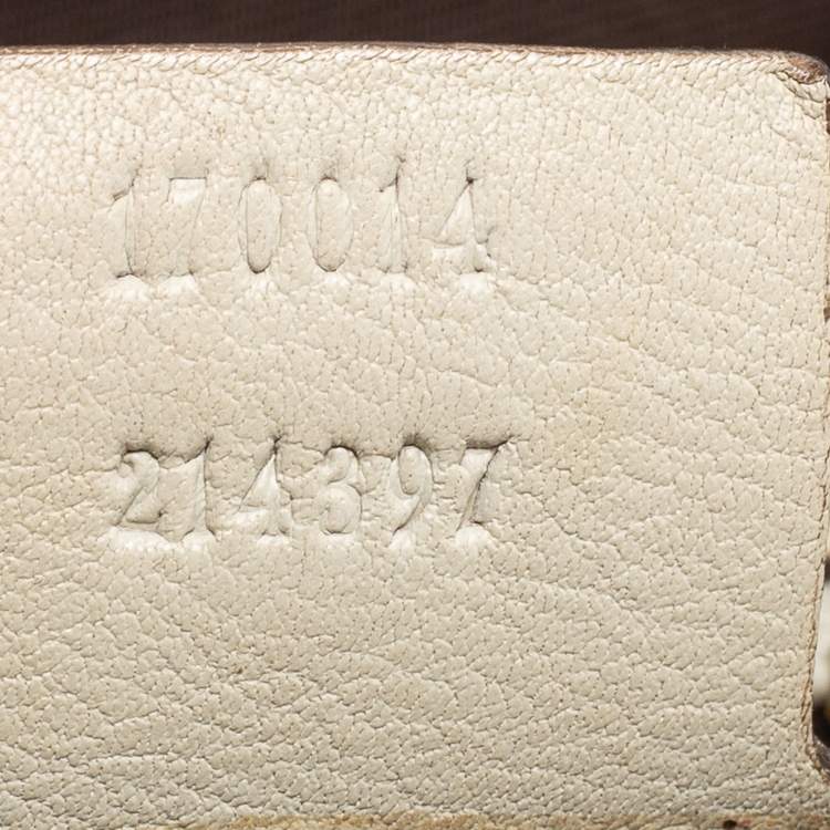 Pre Owned Gucci Beige/Off White GG Canvas and Leather Horsebit Catena Hobo 