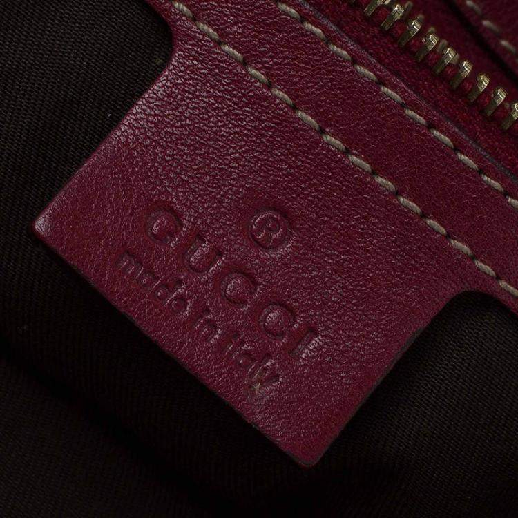 Pre Owned Gucci Beige/Red GG Canvas and Python Medium Indy Top Handle Bag