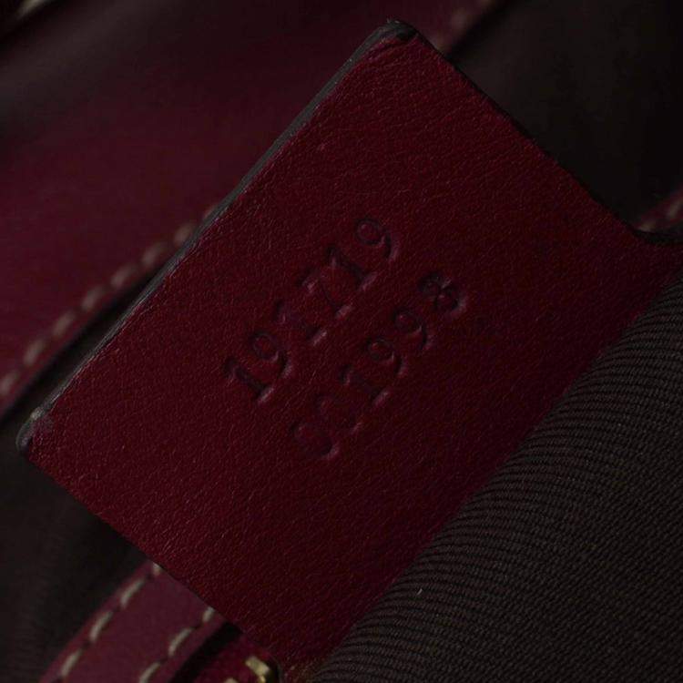 Pre Owned Gucci Beige/Red GG Canvas and Python Medium Indy Top Handle Bag