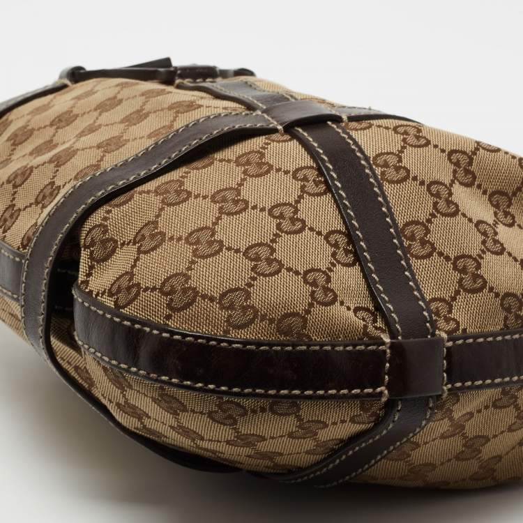 Pre Owned Gucci Beige/Ebony GG Canvas and Leather Royal Hobo