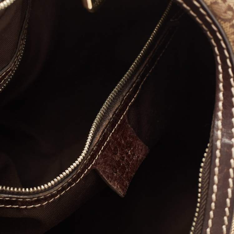 Pre Owned Gucci Beige/Ebony GG Canvas and Leather Royal Hobo