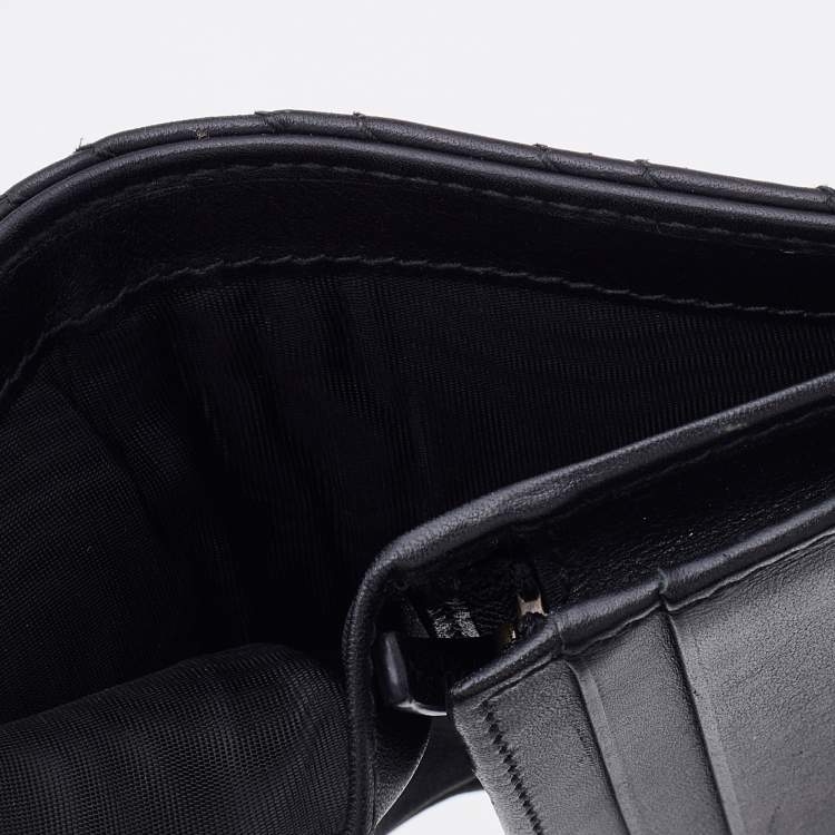 Pre Owned Gucci Black Matelassé Leather GG Marmont Card Case