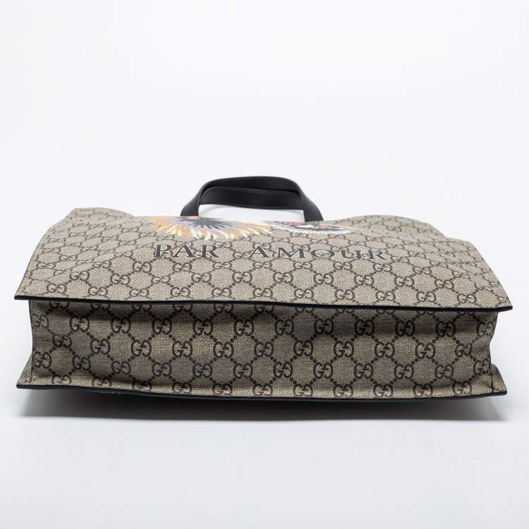 Pre Owned Gucci Beige GG Supreme Canvas L'Aveugle Par Amour Tote