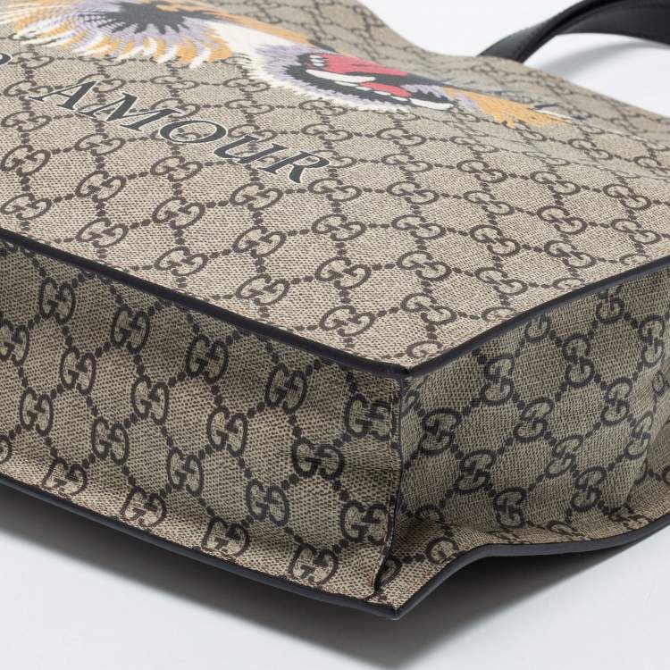 Pre Owned Gucci Beige GG Supreme Canvas L'Aveugle Par Amour Tote