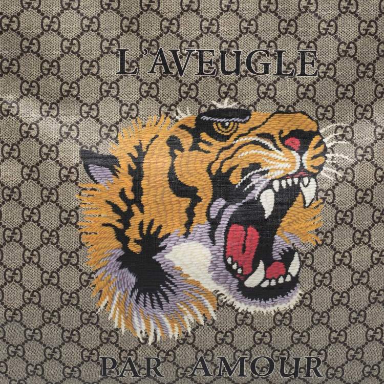 Pre Owned Gucci Beige GG Supreme Canvas L'Aveugle Par Amour Tote