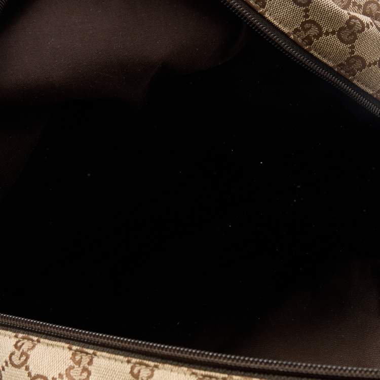 Pre Owned Gucci Beige/Brown GG Canvas and Leather Backpack