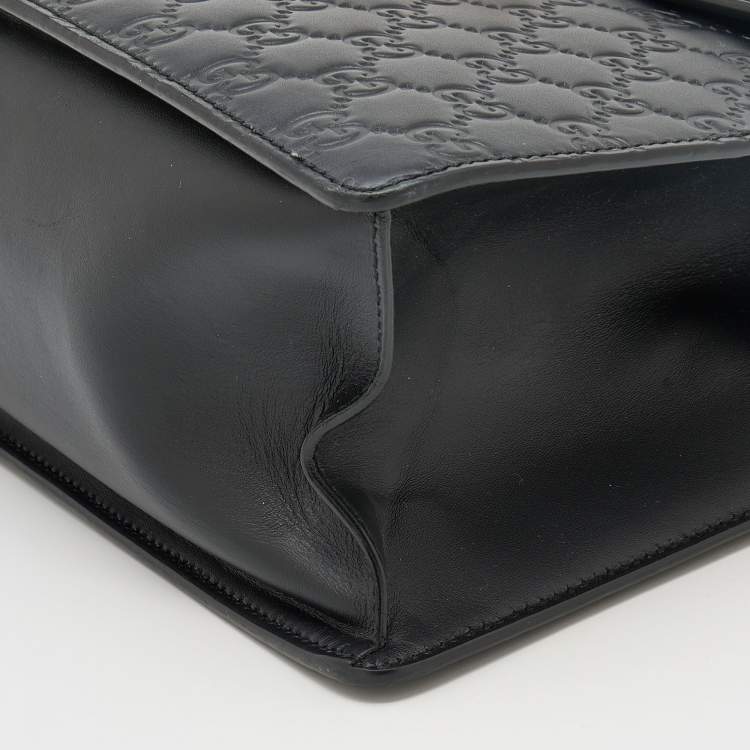 Pre Owned Gucci Black/Pink Guccissima Leather Medium Sylvie Top Handle Bag