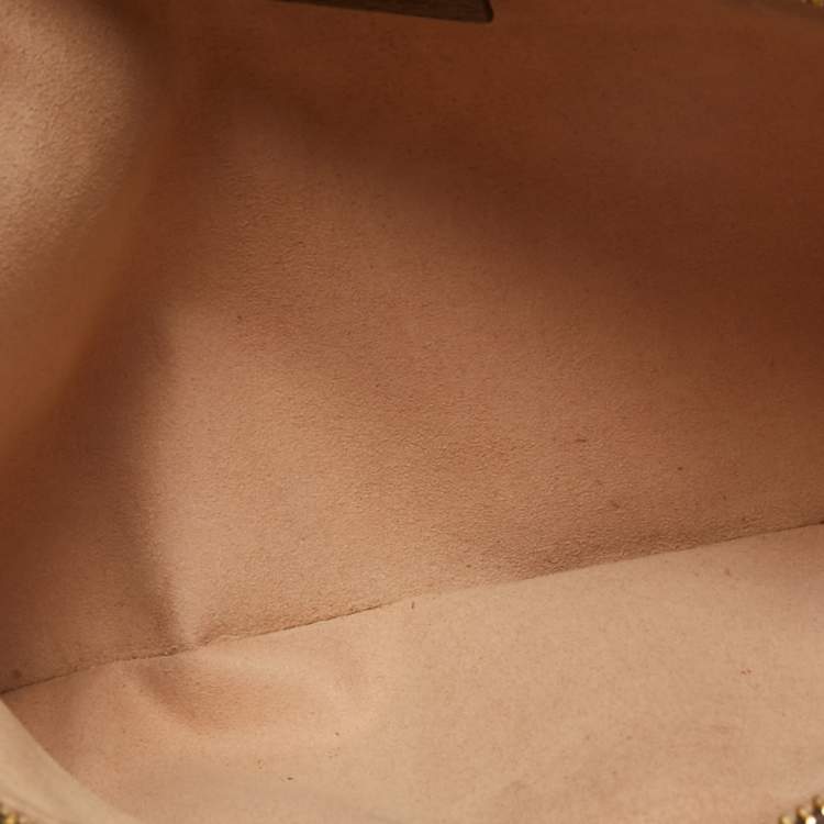 Pre Owned Gucci Beige GG Supreme Canvas and Leather Ophidia Pouch