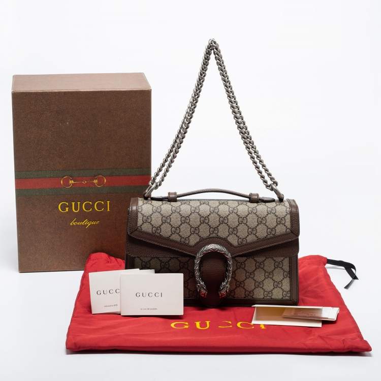 مملوكة مسبقًا Gucci Beige/Brown GG Supreme Canvas and Leather Dionysus Top Handle Bag