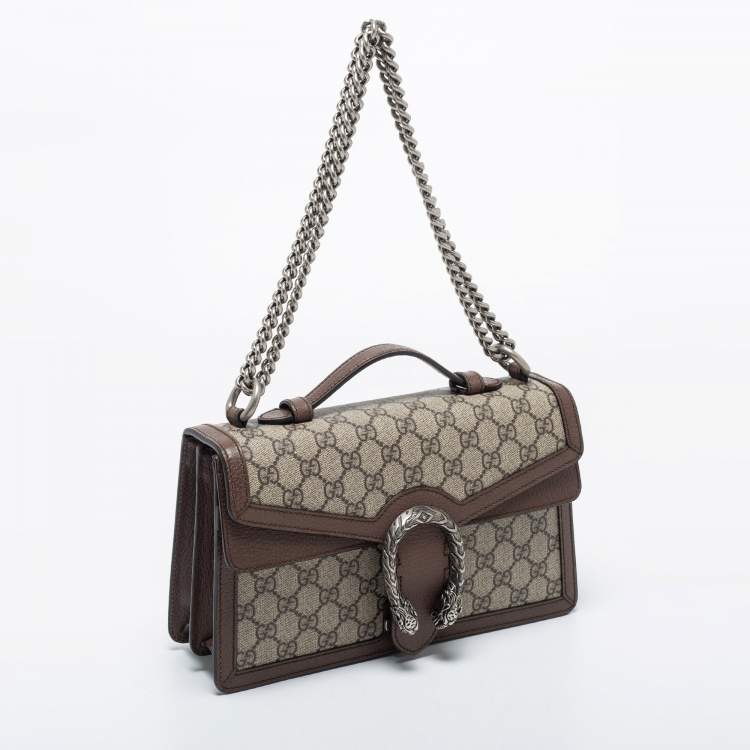 مملوكة مسبقًا Gucci Beige/Brown GG Supreme Canvas and Leather Dionysus Top Handle Bag