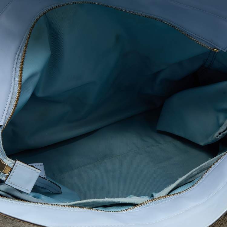 Pre Owned Gucci Beige/Blue GG Supreme Canvas and Leather Diaper Bag