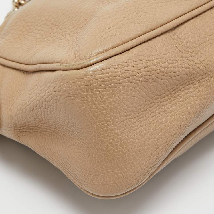 Pre Owned Gucci Beige Leather Large Soho Chain Shoulder Bag 