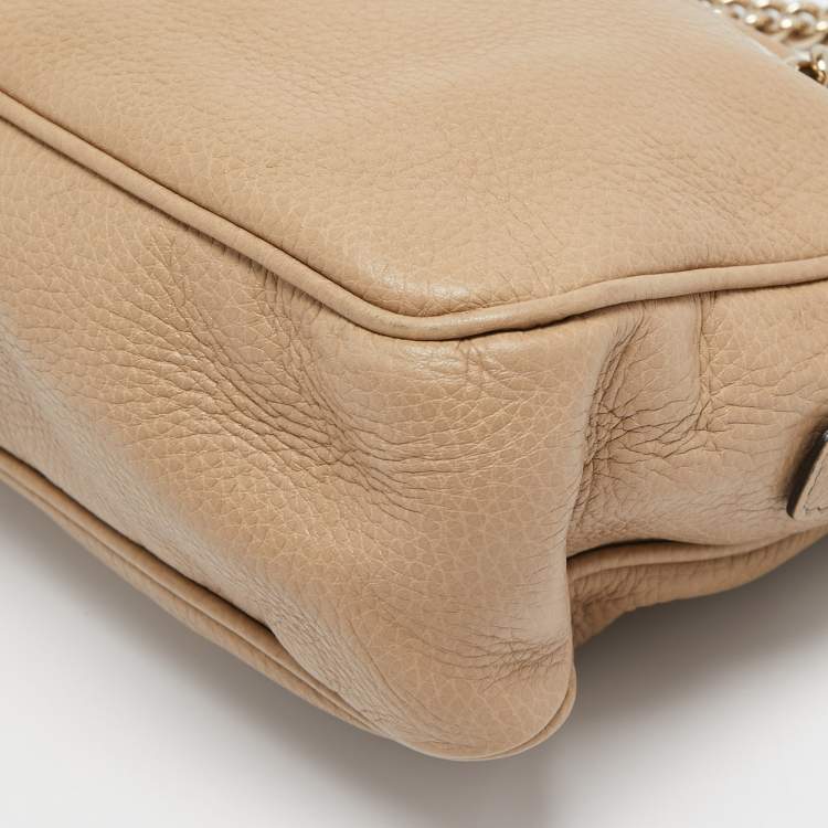 Pre Owned Gucci Beige Leather Large Soho Chain Shoulder Bag 