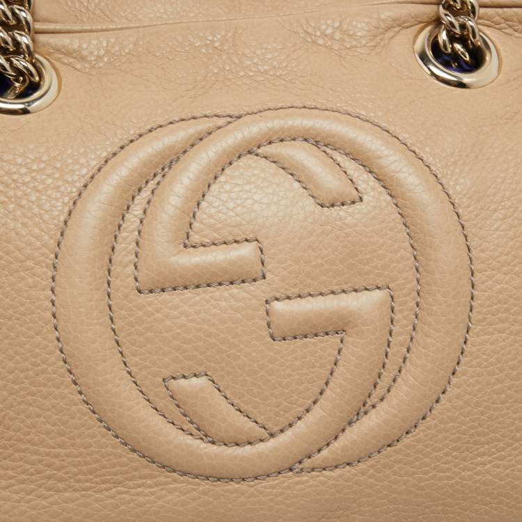 Pre Owned Gucci Beige Leather Large Soho Chain Shoulder Bag 