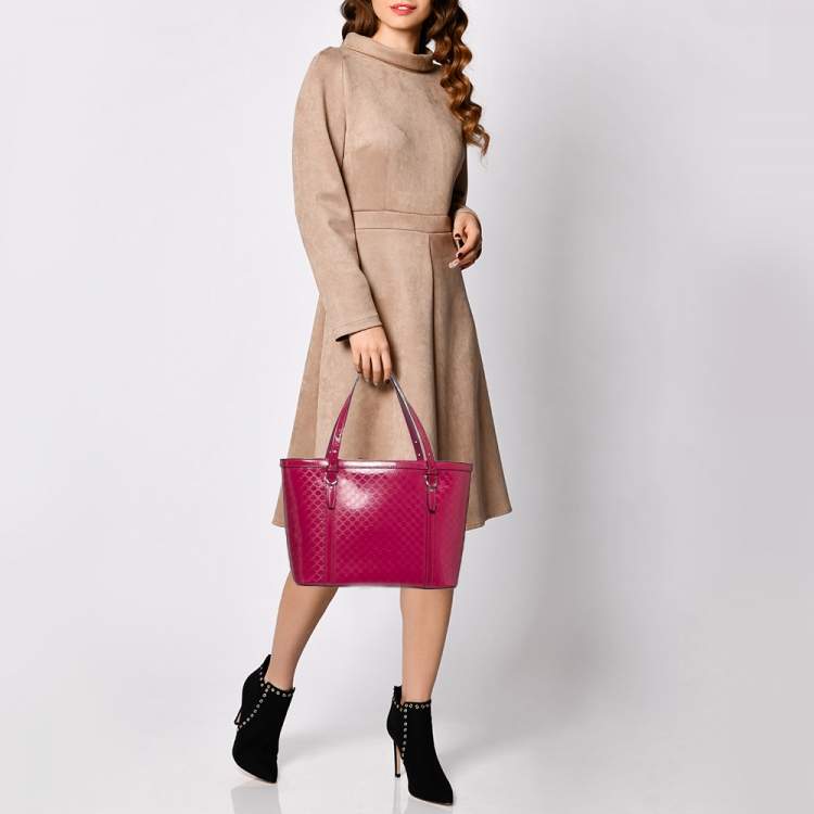 Pre Owned Gucci Pink Microguccissima Leather Nice Tote