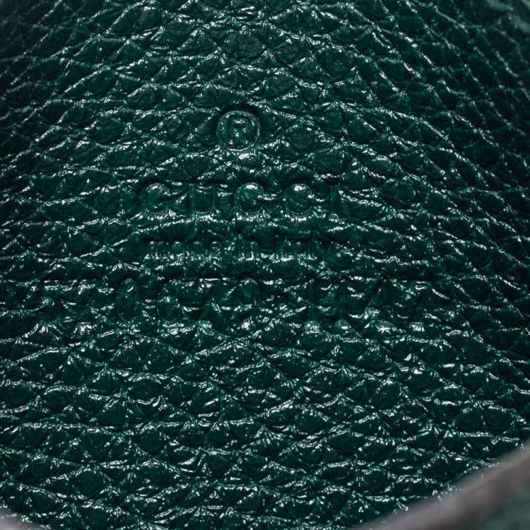 Pre Owned Gucci Dark Green Leather Zumi Card Holder