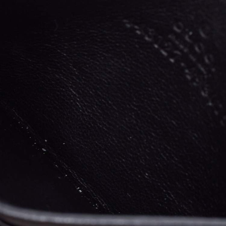 Pre Owned Gucci Black Matelassé Leather GG Marmont Card Holder