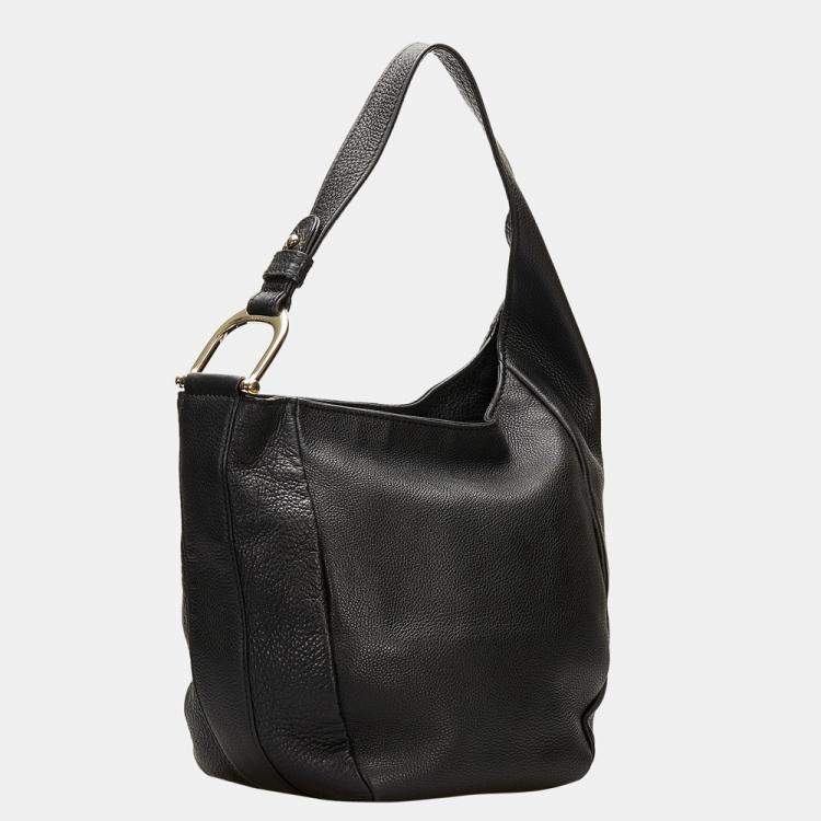Pre Owned Gucci Black Greenwich Leather Shoulder Bag