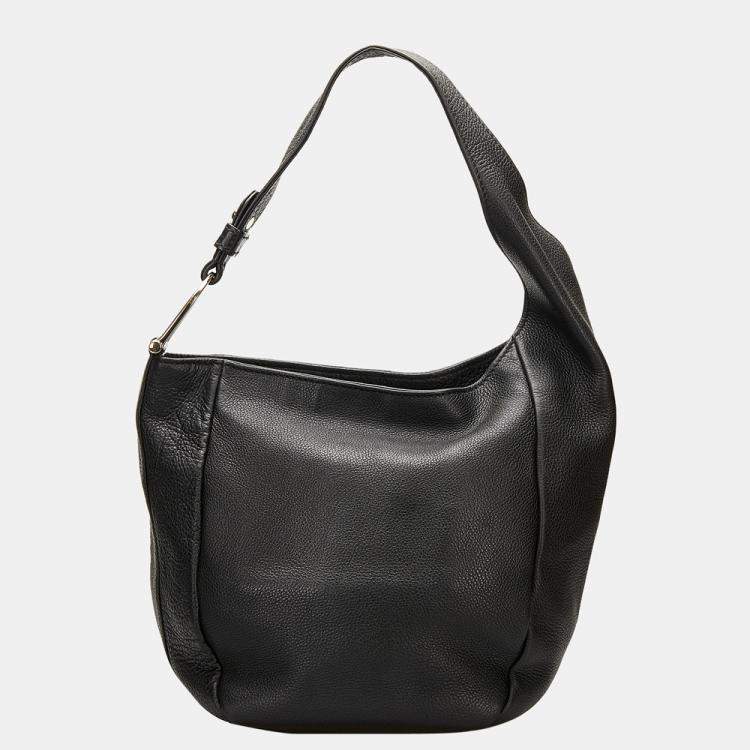 Pre Owned Gucci Black Greenwich Leather Shoulder Bag