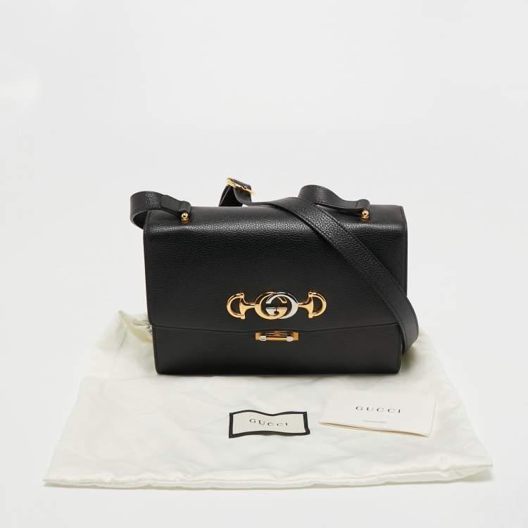 Pre Owned Gucci Black Grained Leather Small Zumi Crossbody bag