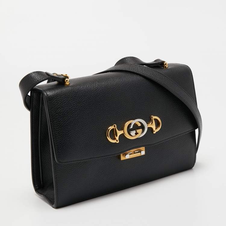 Pre Owned Gucci Black Grained Leather Small Zumi Crossbody bag