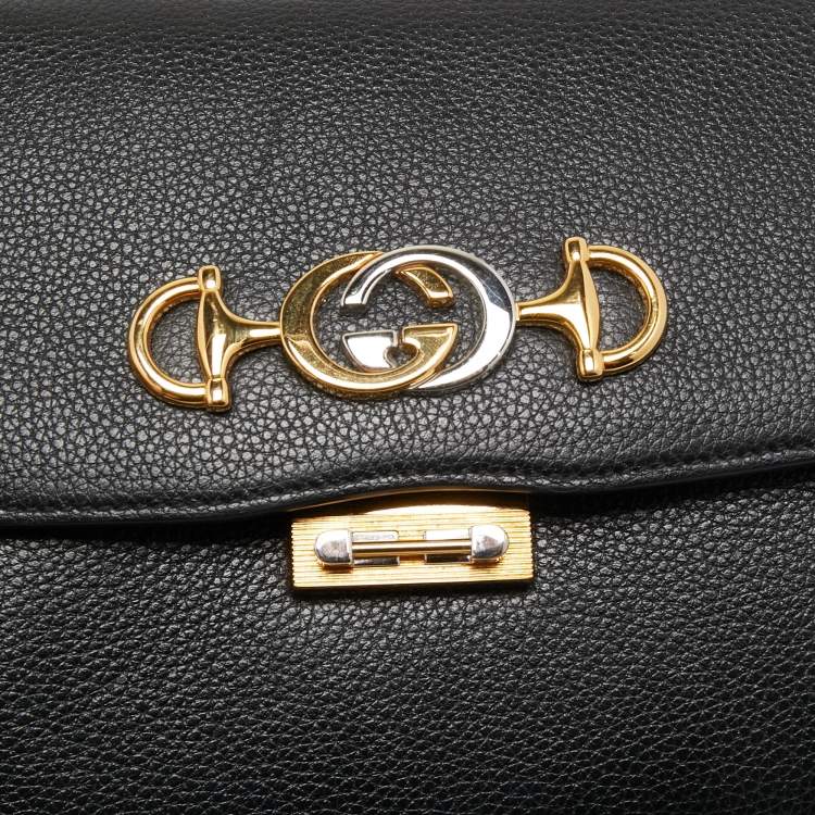 Pre Owned Gucci Black Grained Leather Small Zumi Crossbody bag