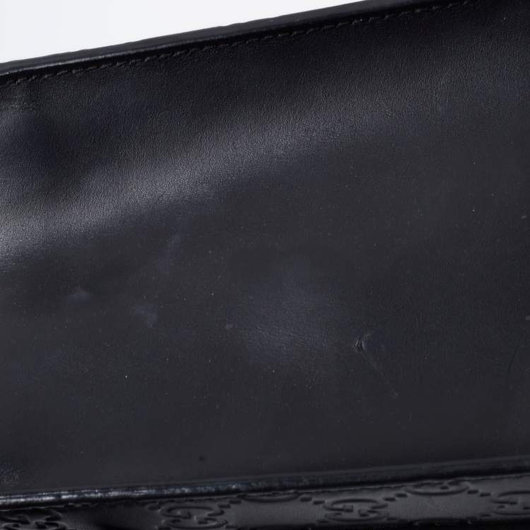 Pre Owned Gucci Black Guccissima Leather Small Padlock Top Handle Bag